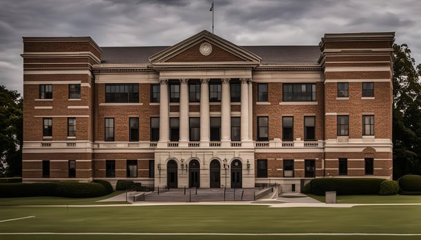 Brick Building With Green Lawn photo
