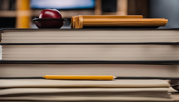 Stack of Books with a Pencil photo