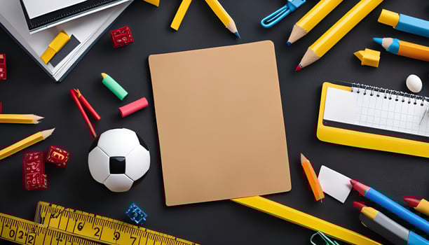 School Supplies on Black Background photo