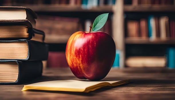 Red Apple on a Book, a Symbol of Education photo