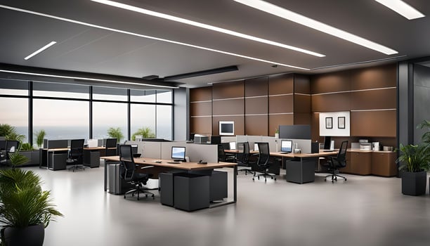 Modern Office Interior Design with Panoramic View photo