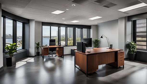 Modern Office Space with City View photo