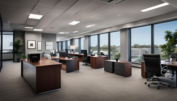 Modern Office Interior with City View photo
