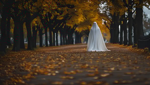 Ghostly Figure in Autumnal Alley photo