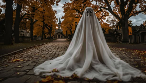 Ghostly Figure in a Cemetery photo