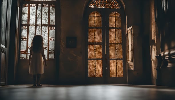 Young Girl Gazing Out Window photo