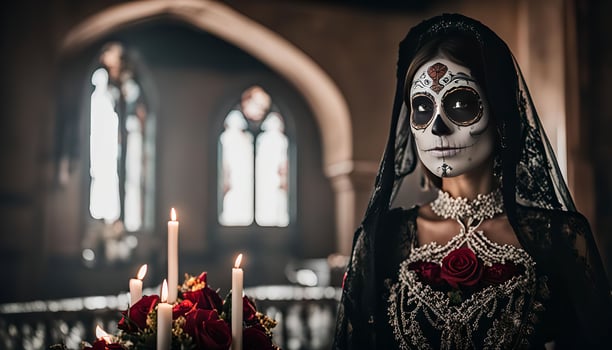 Day of the Dead, Portrait of a Woman in Black Dress photo