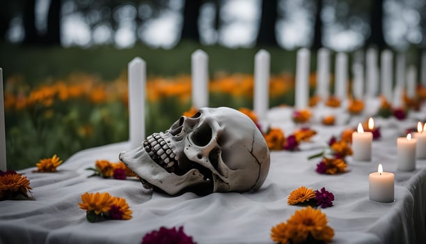 Day of the Dead Altar with Skull and Candles photo