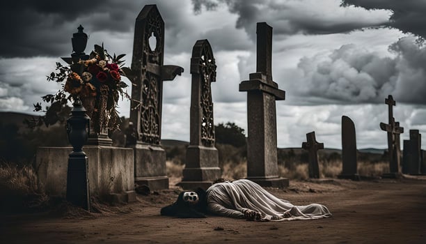 Graveyard with a Ghostly Figure photo