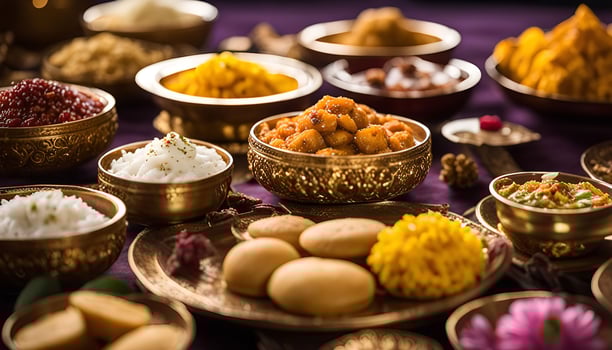 Indian Sweets and Dishes on a Table photo