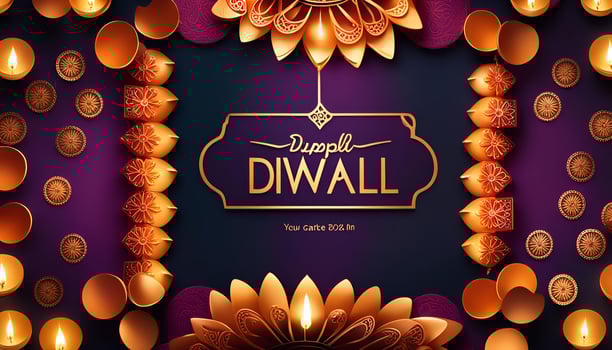 Diwali Festival Celebration with Golden Lights and Decorations photo