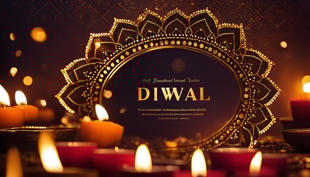 Happy Diwali Greeting Card with Golden Mandala photo