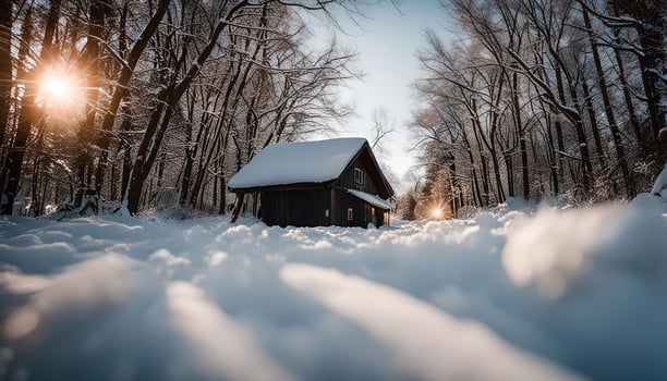 Cabin in a Snowy Forest photo