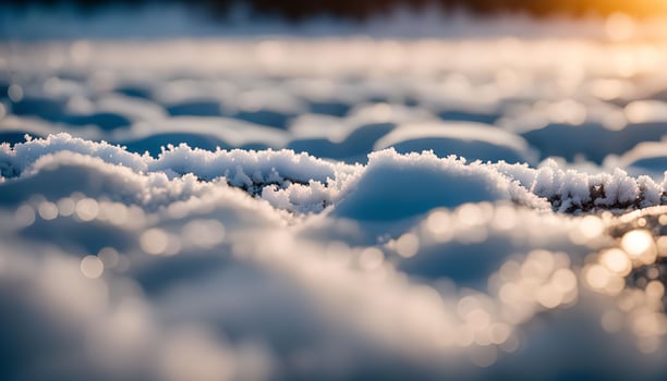 Close-up of Snowy Landscape at Sunset photo