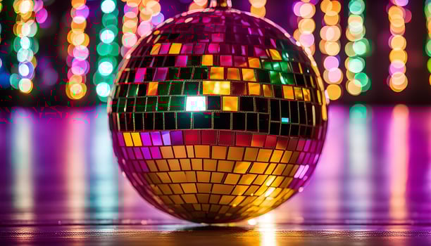 Disco Ball Close Up with Blurred Lights photo