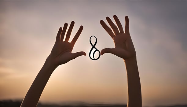 Hands Forming Infinity Symbol at Sunset photo