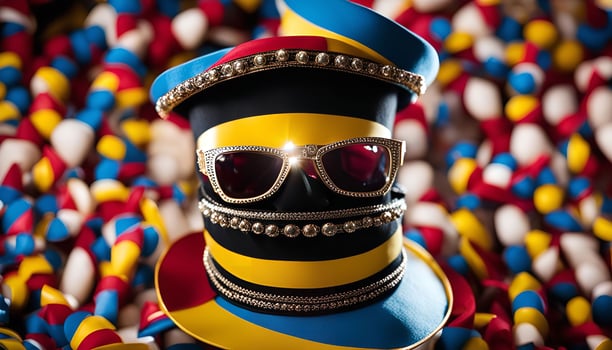 A Colorful Hat with Sunglasses photo