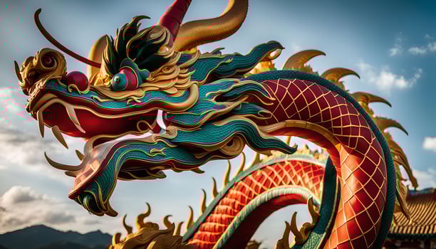 Dragon Statue in a Temple Setting photo