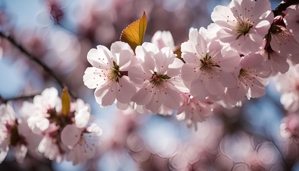 Close-up of Delicate Pink Flowers Blossoming on a Branch photo