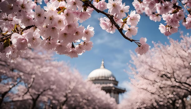 Pink Cherry Blossoms in Full Bloom photo