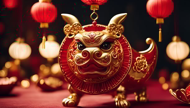 Chinese New Year Lion Statue photo