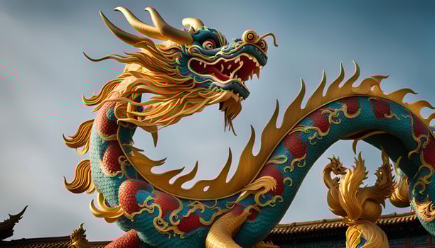 Majestic Chinese Dragon Sculpture photo