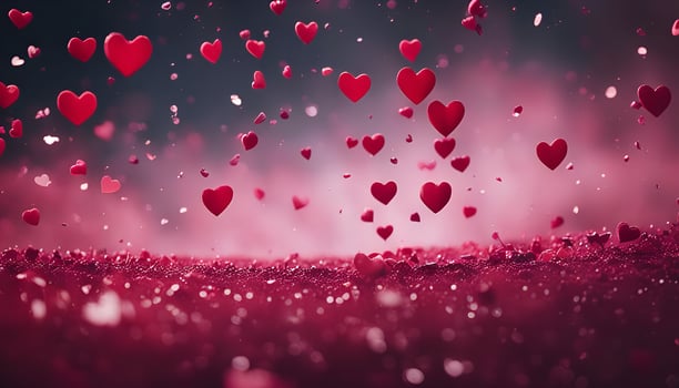 Red Hearts Falling on a Sparkling Background photo