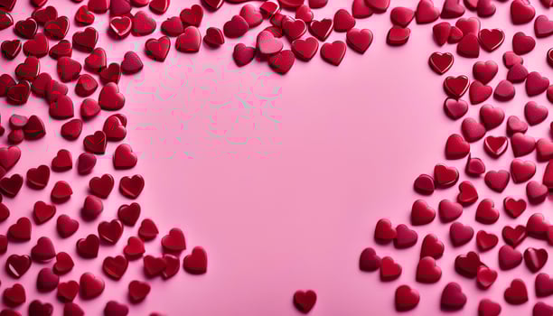 Red Hearts on a Pink Background photo