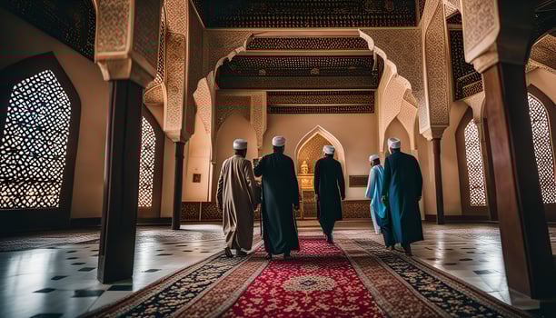 Men Walking Through a Mosque photo