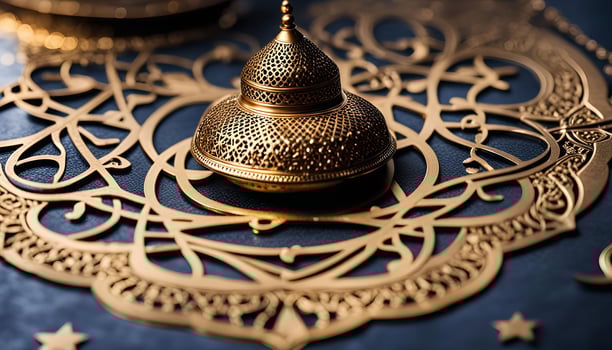 Golden Ornament on Islamic Calligraphy photo