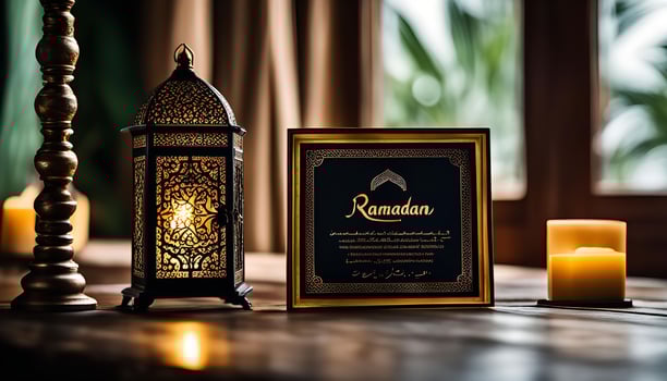 Ramadan Decoration with Lanterns and Candles photo