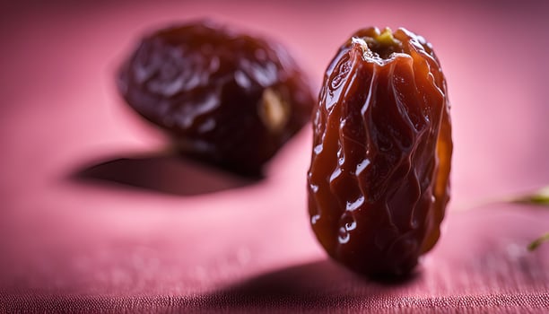 Close-up of Dates on Pink Background photo