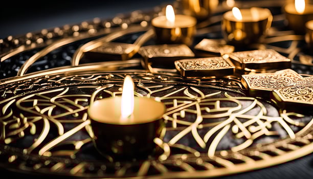 Golden Candles on Intricate Ornament photo