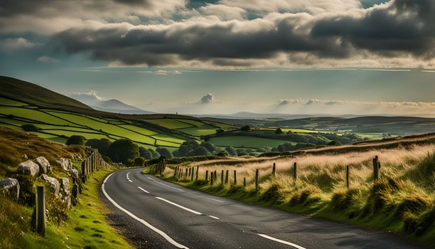 Country Road Through Green Hills photo