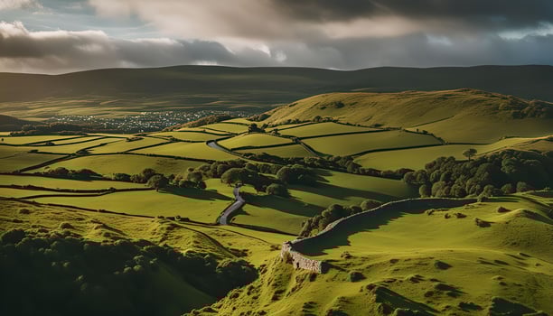 Serene Countryside Landscape with Winding Road photo