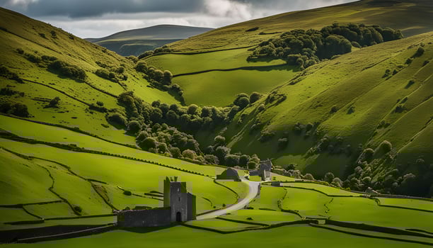 Ancient Ruins in a Green Valley photo