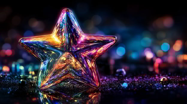 Translucent 3D Star Reflecting Shiny Colorful Lights photo