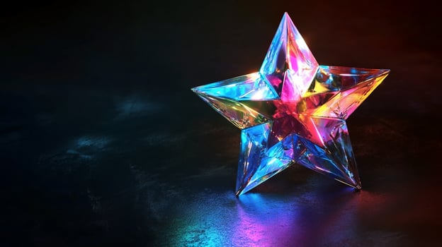 Translucent 3D Star Reflecting Shiny Colorful Lights photo