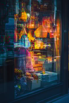 Silhouette of Person Shopping in Traditional Glass Storefront photo