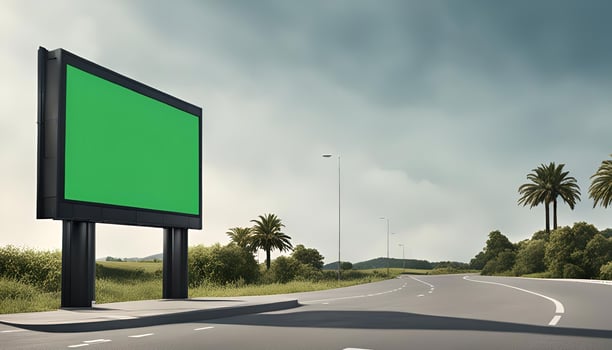 Blank Billboard on a Winding Road photo