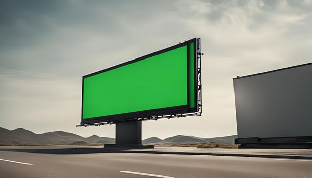 Billboard on a deserted highway with a green screen photo