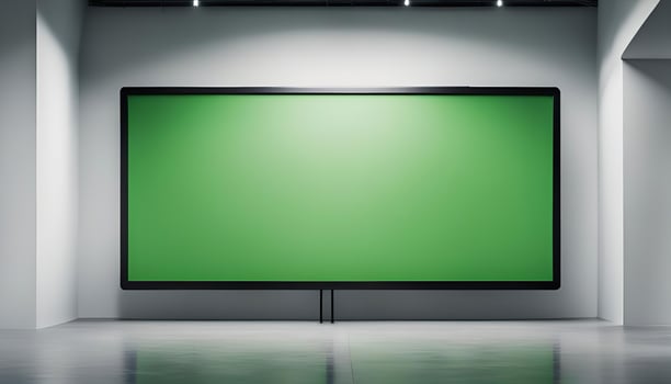 Blank Green Screen Display in a Minimalist Room photo