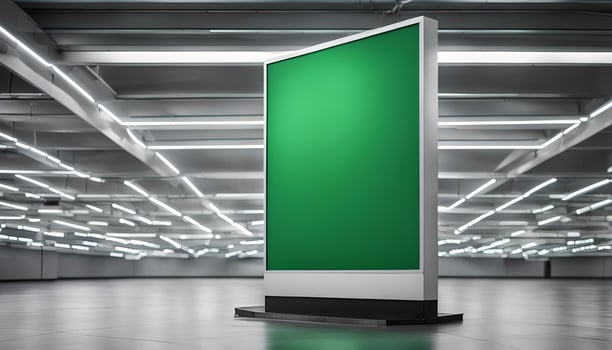 Green Billboard in an Empty Garage photo