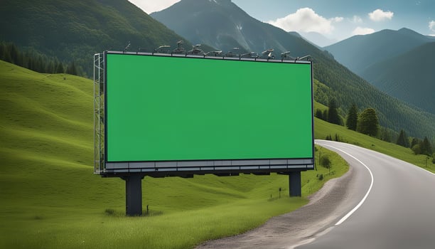 Blank Billboard in a Mountainous Landscape photo