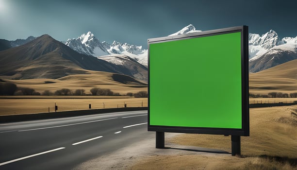 Green Screen Billboard in a Mountainous Landscape photo