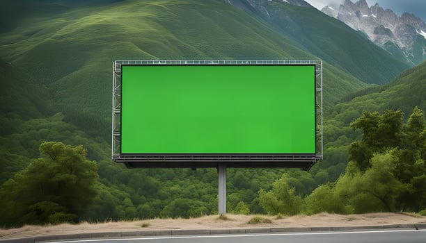 Billboard in Scenic Mountain Landscape photo