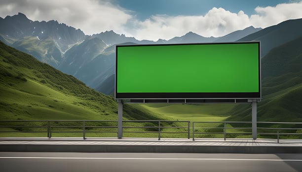 Blank Billboard in Mountainous Landscape photo