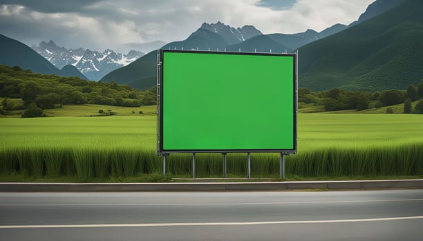Blank Billboard in a Mountainous Landscape photo