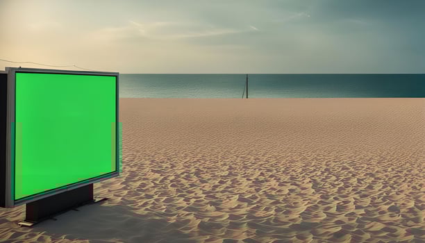 Green Screen Billboard on a Sandy Beach photo