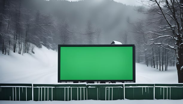 Green Screen Billboard in Snowy Landscape photo